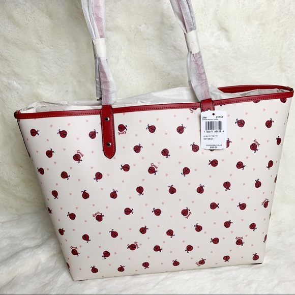 🐞 Coach Reversible City Tote Ladybug Print - Picture 7 of 9